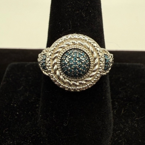 Genuine Blue Diamond Sterling Silver 925 Ring – Size 8.75 - Picture 1 of 4